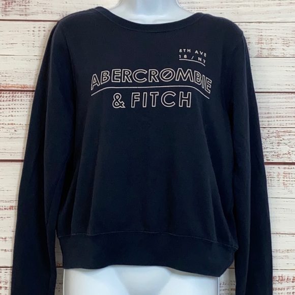 Abercrombie & Fitch Velour Graphic Lettered Sweatshirt - Picture 2 of 6